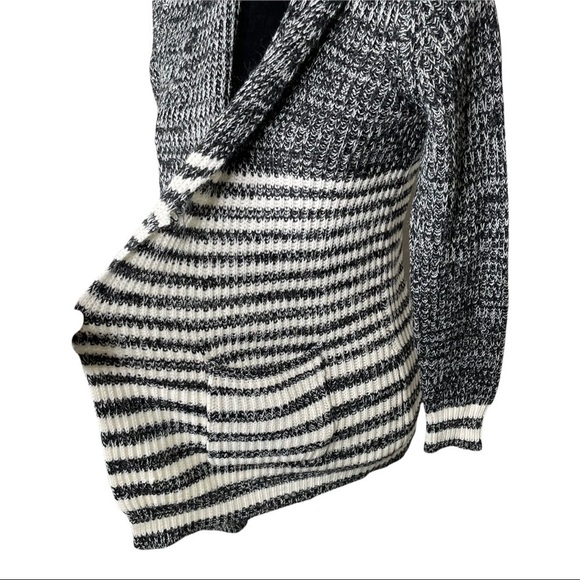 Jason Maxwell Striped Open Front Cardigan Pockets - Picture 3 of 9